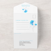 Invitation Tout En Un Fleurs bleues tourbillon gris aquarelle photo pers (Dehors)