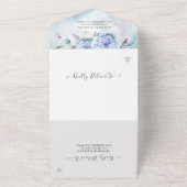 Invitation Tout En Un Fleurs Boho Bleu Plumes Bois rustique Mariage RSVP (Dehors)