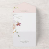 Invitation Tout En Un Fleurs Boho Rustiques Blanches et Roses Vierges Pa (Dehors)