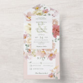 Invitation Tout En Un Fleurs Boho Rustiques Blanches et Roses Vierges Pa (À l'intérieur)