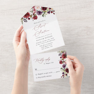 Invitation Tout En Un Fleurs Bourgogne, Fleurs roses, Boho, Sweet 16