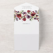 Invitation Tout En Un Fleurs Bourgognes, Fleurs Roses, Boho, Baby shower (Dehors)