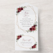 Invitation Tout En Un Fleurs Bourgognes, Fleurs Rouges, Baby shower (À l'intérieur)