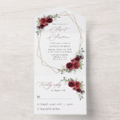 Invitation Tout En Un Fleurs Bourgognes, Fleurs Rouges, Boho, Sweet 16 (À l'intérieur)