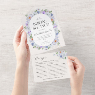 Invitation Tout En Un Fleurs colorées printanières Lila Fête des mariées