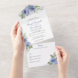 Invitation Tout En Un Fleurs d'aquarelle bat mitzvah, bleu et argent<br><div class="desc">Cette belle invitation présente des fleurs d'aquarelle et des accents de parties scintillant. Utilisez le formulaire modèle pour ajouter votre texte. Pour accéder aux menus d'édition avancés (pour modifier les polices et les couleurs),  sélectionnez l'option "Customiser plus".</div>