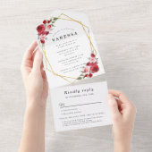 Invitation Tout En Un Fleurs d'aquarelle douche nuptiale géométrique ave (Déchirure)