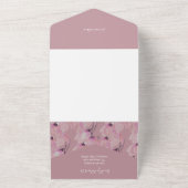 Invitation Tout En Un Fleurs D'Aquarelle Élégantes En Violet Brut (Dehors)