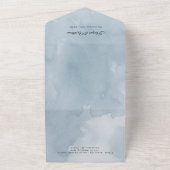 Invitation Tout En Un Fleurs d'aquarelle indigo bleu mariage (Dehors)