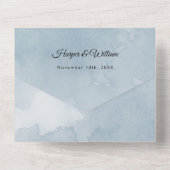 Invitation Tout En Un Fleurs d'aquarelle indigo bleu mariage (Verso)