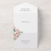 Invitation Tout En Un Fleurs d'aquarelle rose et or Quinceañera (Dehors)