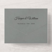 Invitation Tout En Un fleurs d'art blanc sur arrière - plan sage mariage (Verso)