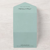 Invitation Tout En Un fleurs d'art blanc sur mariage turquoise (Dehors)