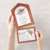 Invitation Tout En Un Fleurs d'automne et arche en terre cuite mariage d (Déchirure)