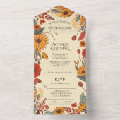 Invitation Tout En Un Fleurs d'automne Mariage de automne (À l'intérieur)