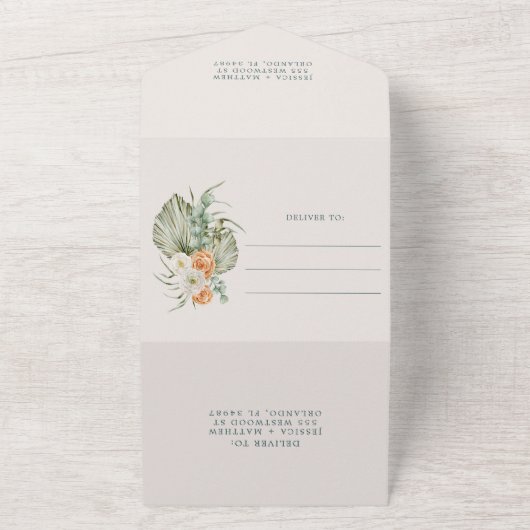 Invitation Tout En Un Fleurs d'automne Mariage extérieur rustique (Dehors)