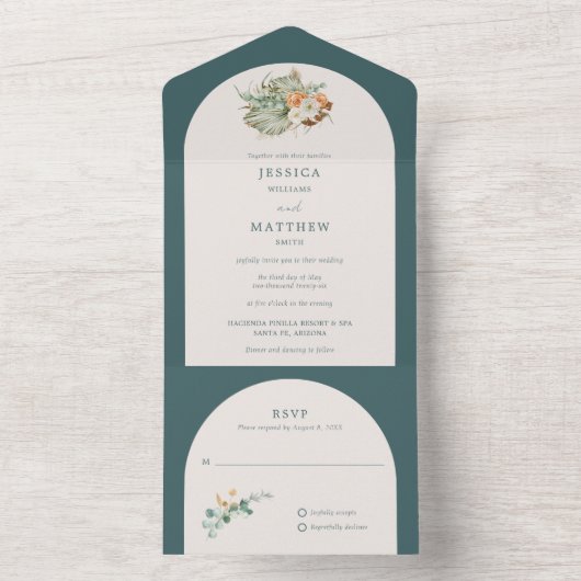 Invitation Tout En Un Fleurs d'automne Mariage extérieur rustique (À l'intérieur)