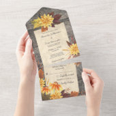 Invitation Tout En Un Fleurs d'automne rustiques sur bois (Déchirure)