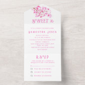 Invitation Tout En Un Fleurs de cerise Douce 16 Floral Seize Sakura (À l'intérieur)
