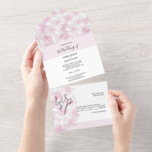 Invitation Tout En Un Fleurs de cerisier élégantes aquarelle peintes à l