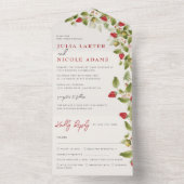 Invitation Tout En Un Fleurs de fraises rouges sucrées Mariage (À l'intérieur)