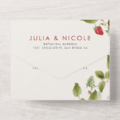 Invitation Tout En Un Fleurs de fraises rouges sucrées Mariage (Verso)