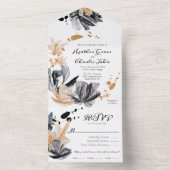 Invitation Tout En Un Fleurs de fumée noire et or (À l'intérieur)