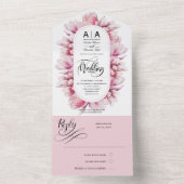 Invitation Tout En Un Fleurs de Magnolia romantique Mariage d'aquarelle (À l'intérieur)