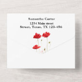 Invitation Tout En Un Fleurs de pavot rouge Fleur sauvage Floral Rustic (Verso)