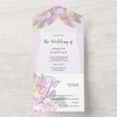 Invitation Tout En Un Fleurs de pêche rustiques Aquarelle Art (À l'intérieur)