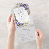 Invitation Tout En Un fleurs de printemps clematis rsvp mariage attaché (Déchirure)