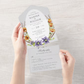 Invitation Tout En Un fleurs de printemps mariage rsvp attaché (Déchirure)