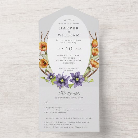 Invitation Tout En Un fleurs de printemps mariage rsvp attaché (À l'intérieur)