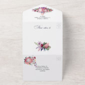 Invitation Tout En Un Fleurs de Protea Royale Mariage Bohème (Dehors)