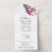 Invitation Tout En Un Fleurs de Protea Royale Mariage Bohème (À l'intérieur)