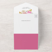 Invitation Tout En Un Fleurs de Roses Rose Clair Code QR Mariage (Dehors)