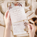 Invitation Tout En Un Fleurs de rouille en terre cuite Boho Mariage de f<br><div class="desc">Invitations de mariage de style bohème moderne avec des fleurs d'aquarelle et des feuilles d'automne dans les tons terre comme rouille brun,  orange brûlé et terre cuite. Un choix parfait pour les mariages d'automne.</div>