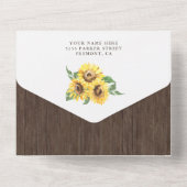Invitation Tout En Un Fleurs de soleil en bois rustique Baby shower élép (Verso)
