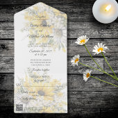 Invitation Tout En Un Fleurs de soleil et marguerites avec code QR