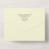 Invitation Tout En Un Fleurs de soleil modernes Mariage d'or Sage (Verso)