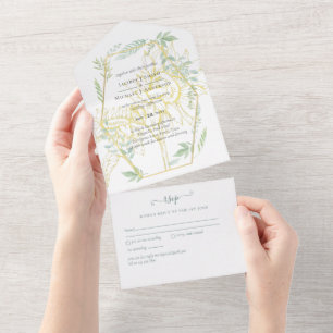 Invitation Tout En Un Fleurs de soleil modernes Mariage d'or Sage