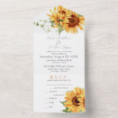 Invitation Tout En Un Fleurs de soleil romantiques aquarelles (À l'intérieur)