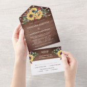 Invitation Tout En Un Fleurs de soleil rustiques éclaire Eucalyptus Mari (Déchirure)