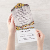 Invitation Tout En Un Fleurs de soleil rustiques Mariage de grains de bo (Déchirure)