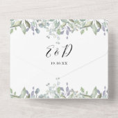 Invitation Tout En Un Fleurs de verdure Écriture élégante Code QR Mariag (Verso)