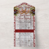 Invitation Tout En Un Fleurs, Dentelle & Fers à Cheval, Ruban Rouge (À l'intérieur)