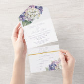 Invitation Tout En Un Fleurs d'hortensia violettes et blanches (Déchirure)