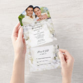 Invitation Tout En Un Fleurs d'hydrangée blanche Mariage d'aquarelle (Déchirure)