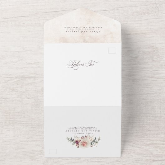 Invitation Tout En Un Fleurs d'ombre Terre Élégant Mariage Boho (Dehors)