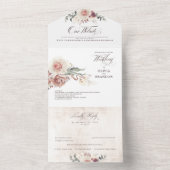 Invitation Tout En Un Fleurs d'ombre Terre Élégant Mariage Boho (À l'intérieur)